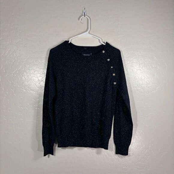 Zadig and Voltaire Sweater Womens XS Wool Metallic Navy Pullover Reglis - Picture 1 of 5